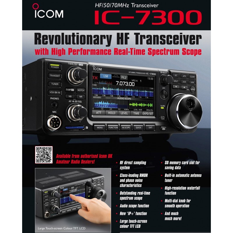 Icom IC-7300 HF+50+70 MHz 100 W SDR-sändare/mottagare