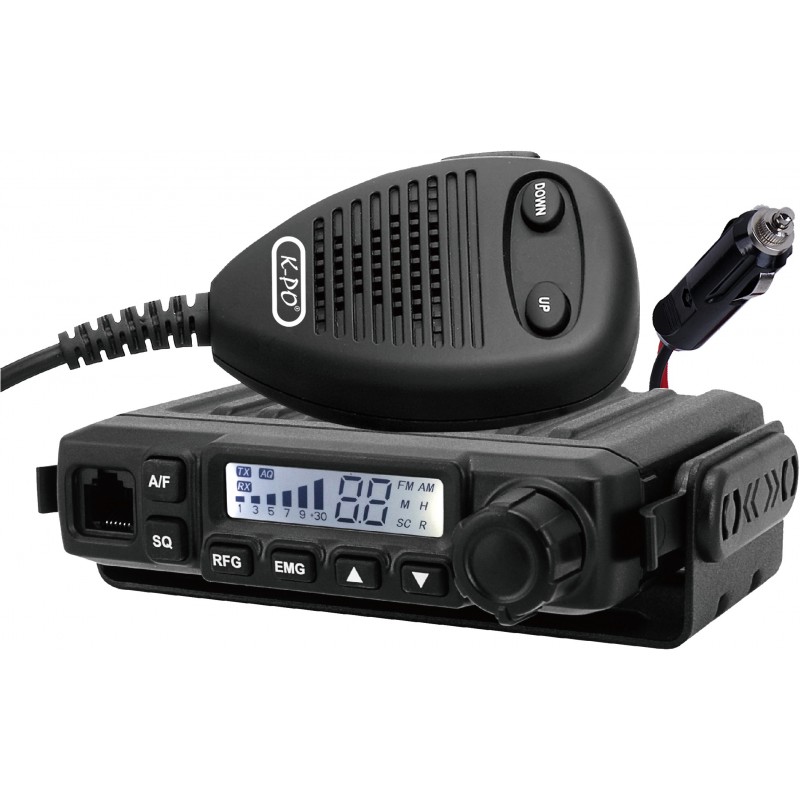 K-100 V2 MINI CB-RADIO MED FÄRDIGMONTERAD 12 V DC CIGARETTÄNDARSTRÖMKABEL