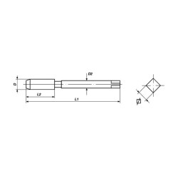 Völkel maskingjengetapp, 150 mm lang, for gjennomgående hull