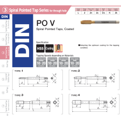 Keermepuur, M masinkeermepuur, läbivavadele, TiN-kattega, PO V