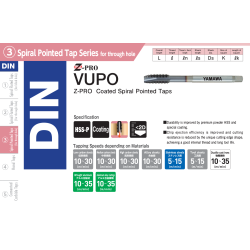 YAMAWA VUPO Mašininis Sriegiklis Kiaurymėms (Metrinis Smulkus Sriegis, TiCN Danga, Z-PRO)