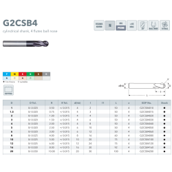 G2CSB4, Cietā karbīda apaļās galvas gala frēze/rievu frēze Z4