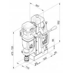 BDS MAB 825 V magnetboremaskin med automatisk mating, MK3, produsert i Tyskland