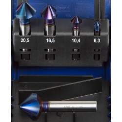 Karnasch forsenkere 90°, 5 stk., HSS-Xe Blue-Tec-belegg.